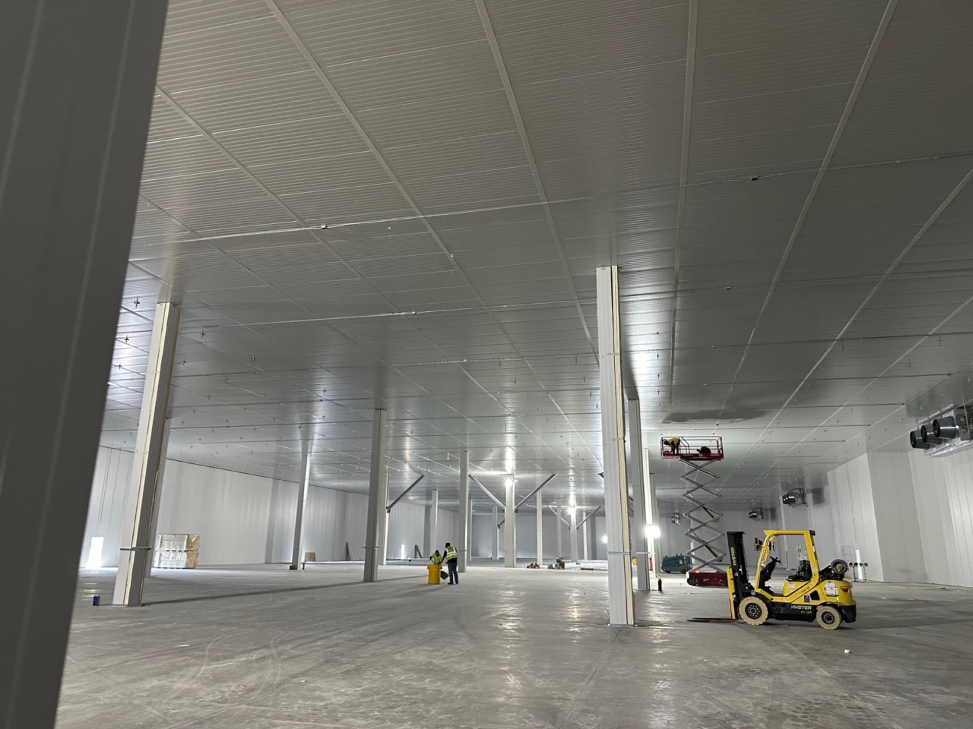 Interior of an insulated commercial cold storage room
